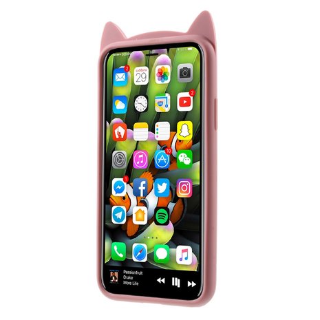 Flexibel kitten hoesje schattig kat case iPhone XS Max - Roze