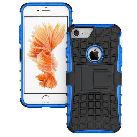 Blauw zwarte hybride standaard case iPhone 7 8 SE 2020 SE 2022 hoesje cover shockproof