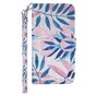 Bladeren Portemonnee Hoesje iPhone XR Magnetische Wallet Case Polsband - Blauw Roze