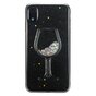 Glitter Wijnglas Transparant Hoesje iPhone XR - Glitter