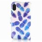 Ananas pineapple flipcase lederen wallet TPU hoes iPhone XR - Paars Blauw Lichtroze