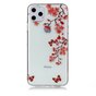 Bloemen Bloesem Vlinders Rood Natuur Hoesje Case TPU iPhone 11 Pro Max - Transparant