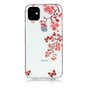 Bloemen Bloesem Vlinders Rood Natuur Hoesje Case TPU iPhone 11 - Transparant