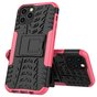 Shockproof kunststof en schokabsorberend TPU hoesje voor iPhone 12 en iPhone 12 Pro - zwart met roze