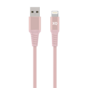 Xqisit Extra Sterk Gewoven Lightning naar USB-A kabel - Ros&eacute; Goud 200 cm Synchroniseren Opladen