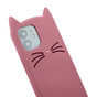 Schattige kat siliconen hoesje voor iPhone 12 mini - roze
