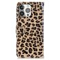 Wallet Bookcase kunstleer luipaardprint hoesje voor iPhone 13 Pro - bruin