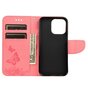 Wallet Bookcase kunstleer vlinders en bloemen hoesje geschikt voor iPhone 13 mini - roze