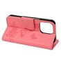 Wallet Bookcase kunstleer vlinders en bloemen hoesje geschikt voor iPhone 13 mini - roze