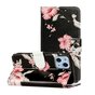 Wallet Bookcase kunstleer bloemen hoesje voor iPhone 13 mini - zwart