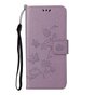 Wallet Bookcase kunstleer bloemen hoesje voor iPhone 13 Pro Max - paars