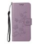 Wallet Bookcase kunstleer bloemen hoesje voor iPhone 13 Pro - paars