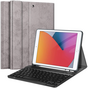 Just in Case Vintage Bluetooth Keyboard QWERTY kunstleer hoes iPad 10.2 (2019 2020 2021) - grijs