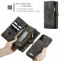 Caseme Retro Wallet splitleder hoesje geschikt voor iPhone 12 en iPhone 12 Pro - zwart