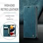 Caseme Slim Retro Wallet kunstleer hoesje geschikt voor iPhone 13 Pro Max - blauw