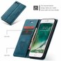 Caseme Slim Retro Wallet kunstleer hoesje voor iPhone 7, iPhone 8 en iPhone SE 2020 SE 2022 - blauw