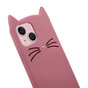 Schattige kat siliconen hoesje voor iPhone 13 - roze