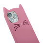 Schattige kat siliconen hoesje voor iPhone 13 Pro Max - roze