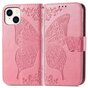 Vlinder Wallet kunstleer hoesje voor iPhone 14 - roze