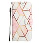 Rose Marble Wallet kunstleer hoesje voor iPhone 14 - wit en roze