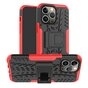 Shockproof Kickstand anti-slip kunststof en TPU hoesje voor iPhone 14 Pro - rood