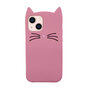 Schattige kat siliconen hoesje geschikt voor iPhone 14 Plus - roze