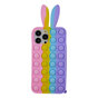 Bunny Pop Fidget Bubble siliconen hoesje voor iPhone 14 Pro - roze, geel, blauw en paars