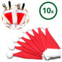 10 Stuks Mini Kerstmuts Christmas Santa Hat Decoratie voor Bestek of Piek in kerstboom - Rood en Wit