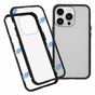 Just in Case Magnetic Metal Tempered Glass Cover hoesje voor iPhone 13 Pro - zwart en transparant