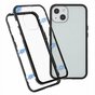 Just in Case Magnetic Metal Tempered Glass Cover hoesje geschikt voor iPhone 13 mini - zwart en transparant