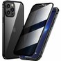 Just in Case Magnetic Metal Privacy Tempered Glass Cover hoesje geschikt voor iPhone 13 Pro - zwart
