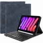 Just in Case Vintage Bluetooth Keyboard Cover QWERTY hoes geschikt voor iPad mini 6 (2021) &amp; iPad mini 7 (2024) - blauw
