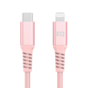 XQISIT Braided MFi Lightning naar USB-C 3.0 200cm kabel - Roze