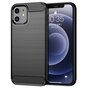 Carbon Armor TPU met geborstelde afwerking hoesje voor iPhone 12 en 12 Pro - zwart