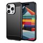 Carbon Armor TPU met geborstelde afwerking hoesje voor iPhone 15 Pro  - zwart