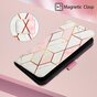 Rose Marble Wallet kunstleer hoesje voor iPhone 13 Pro - wit en roze