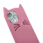 Schattige kat siliconen hoesje geschikt voor iPhone 15 Pro Max - roze