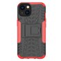 Shockproof Kickstand anti-slip kunststof en TPU hoesje voor iPhone 15 - rood