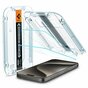 Spigen Glass Met Montage Frame EZ FIT 2 Pack Screenprotector geschikt voor iPhone 15 Pro Max - Transparant