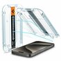 Spigen Glass Met Montage Frame EZ FIT 2 Pack Screenprotector voor iPhone 15 Pro Max - Transparant