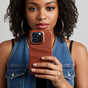 Duo Cardslot Wallet vegan leather hoesje geschikt voor iPhone 15 - bruin