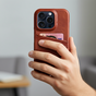 Duo Cardslot Wallet vegan leather hoesje geschikt voor iPhone 16 Pro Max - bruin
