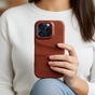 Duo Cardslot Wallet vegan leather hoesje geschikt voor iPhone 16 Pro Max - bruin