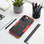 Shockproof Kickstand anti-slip kunststof en TPU hoesje geschikt voor iPhone 15 Pro Max - rood