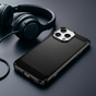 Carbon Armor TPU met geborstelde afwerking hoesje geschikt voor iPhone 15 Plus - zwart
