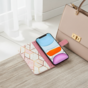Rose Marble Wallet kunstleer hoesje geschikt voor iPhone 12 en 12 Pro - wit en roze
