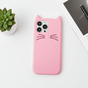 Schattige kat siliconen hoesje geschikt voor iPhone 16 Plus - roze