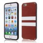 Leather Stripe Cover iPhone 6 6s - Bruin TPU hoesje witte strepen