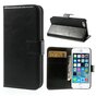 Zwarte lederen Bookcase hoesje en portemonnee iPhone 5 5s SE 2016 Cover leer Wallet