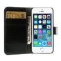 Zwarte lederen Bookcase hoesje en portemonnee iPhone 5 5s SE 2016 Cover leer Wallet